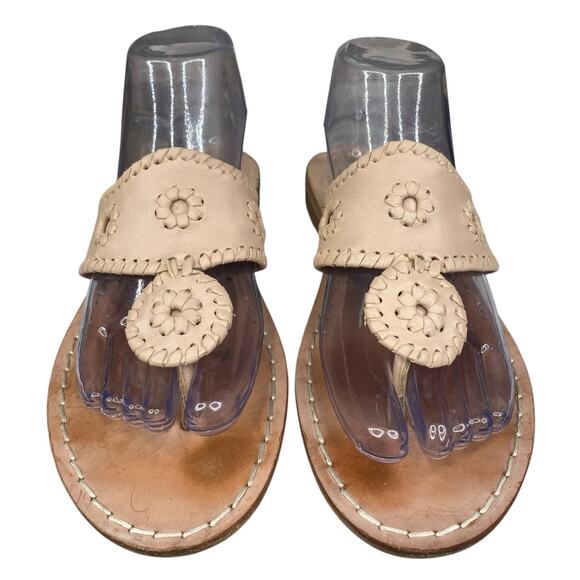 Jack Rogers Women’s Tan Leather Slip On Thong Sandals Size US 9 - Picture 7 of 11
